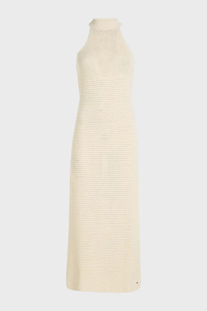 Женское бежевое платье CROCHET MIDI DRESS 5