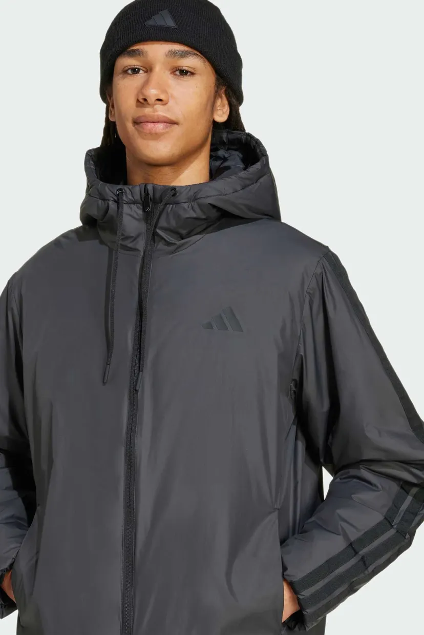 Чоловіча чорна куртка Essentials CLIMAWARM 3-Stripes Insulated Hooded 4