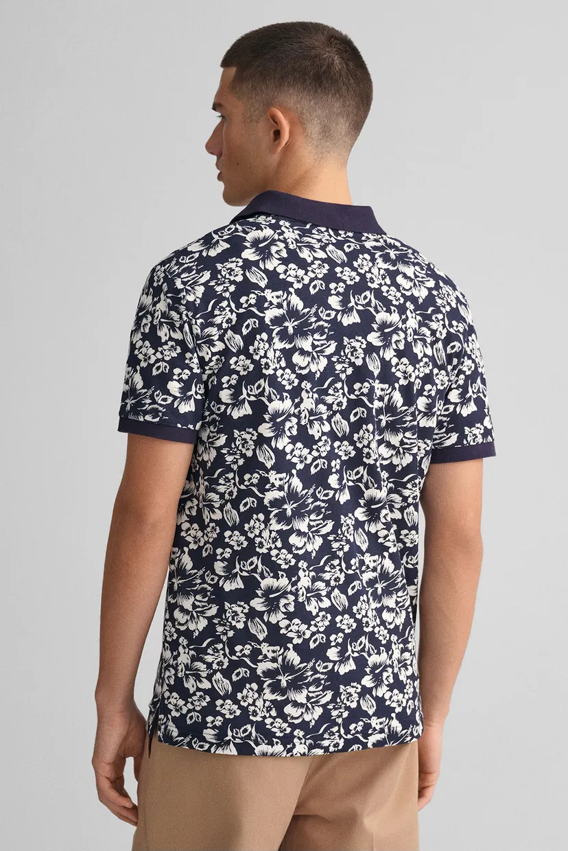 Чоловіче темно-синє поло з візерунком FLORAL PRINT SS PIQUE 3