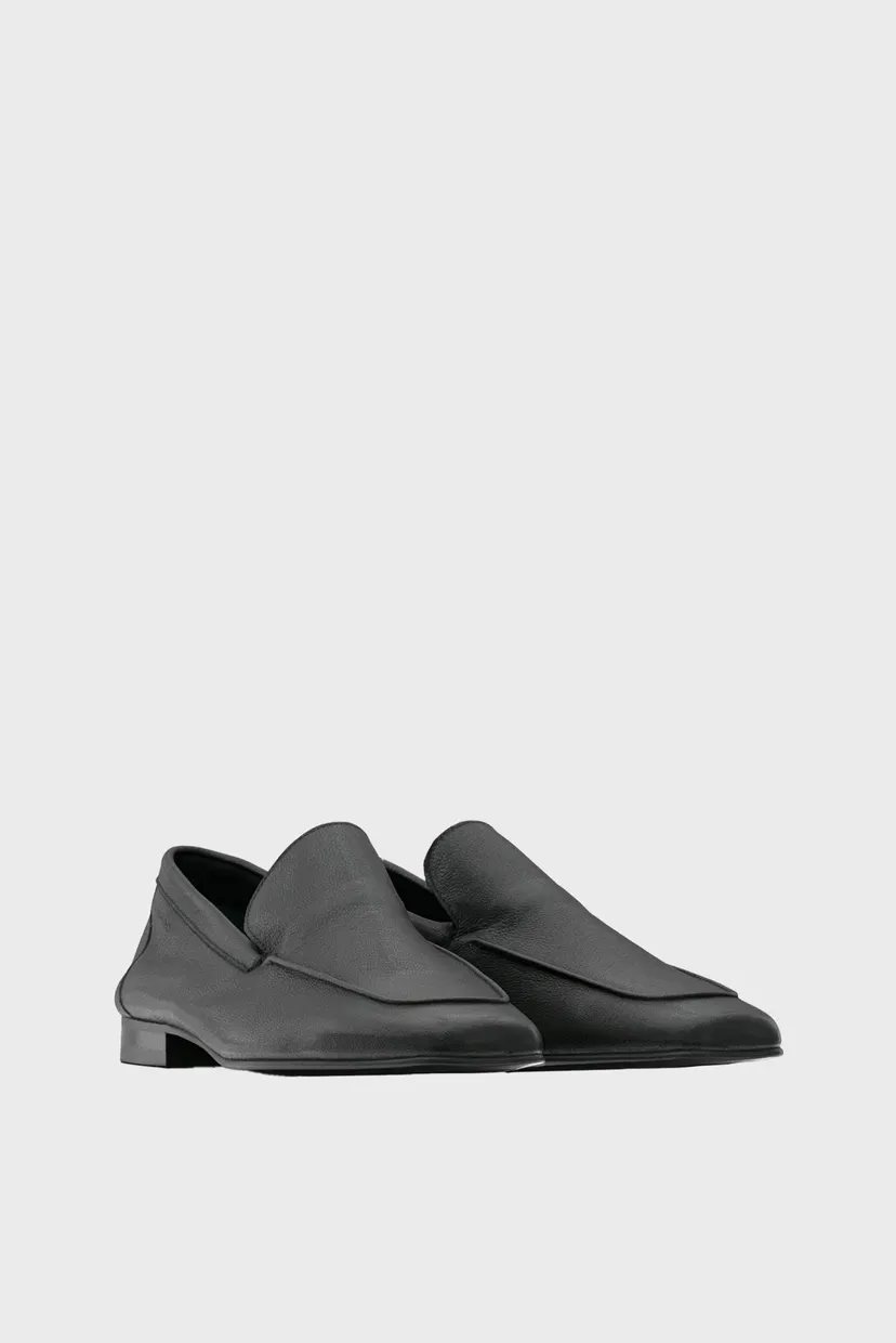 Жіночі чорні шкіряні лофери SQUARE LOAFER PIPING LTH 3