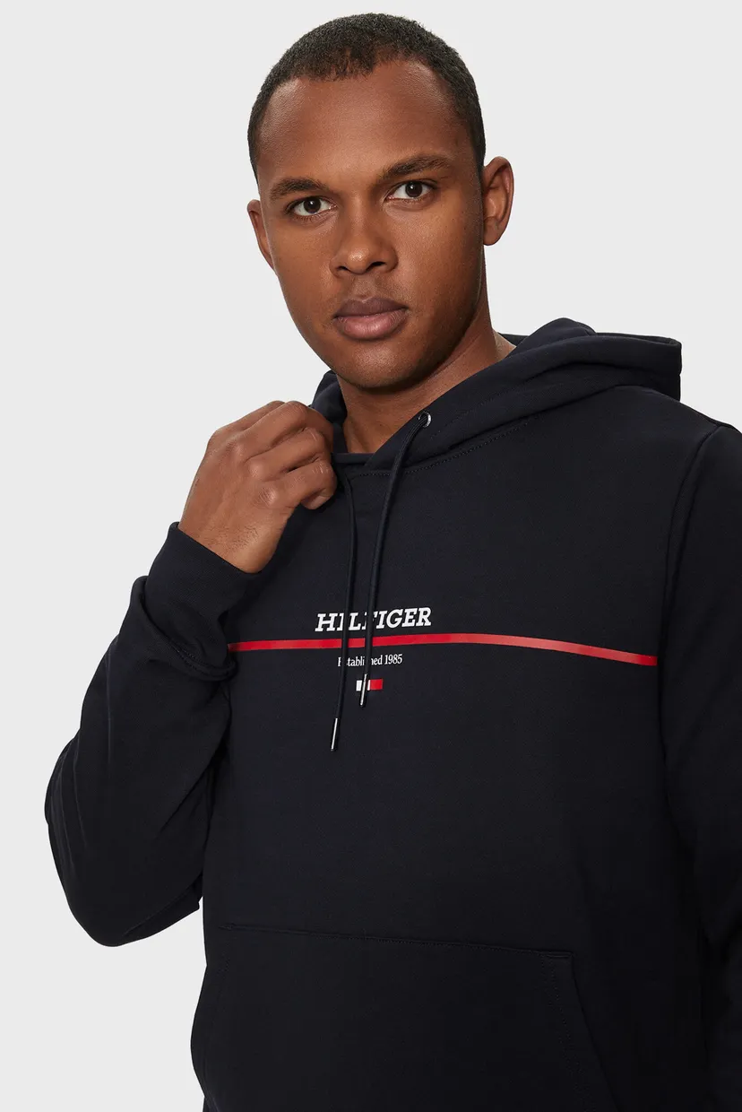 Мужское темно-синее худи HILFIGER STRIPE TERRY 4