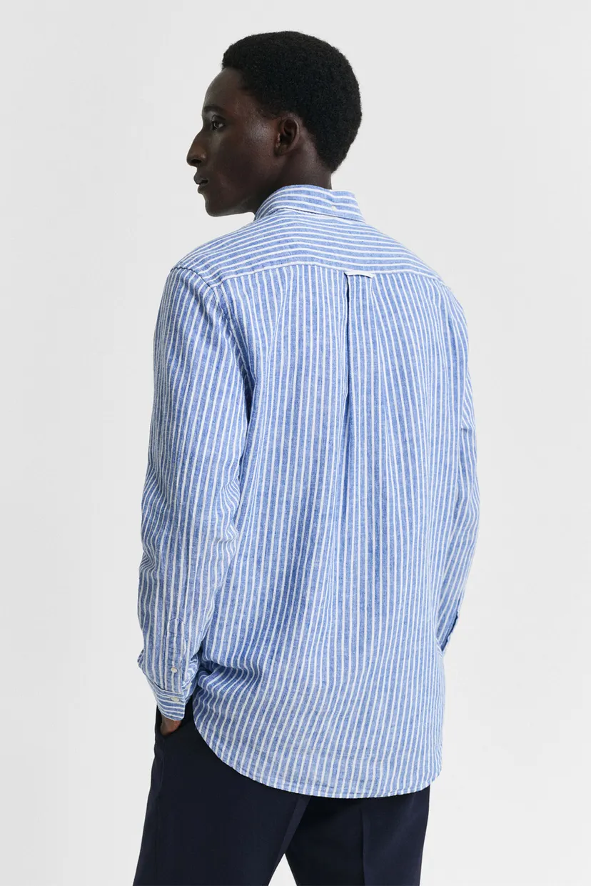 Чоловіча блакитна лляна сорочка у смужку REG COTTON LINEN STRIPE 3
