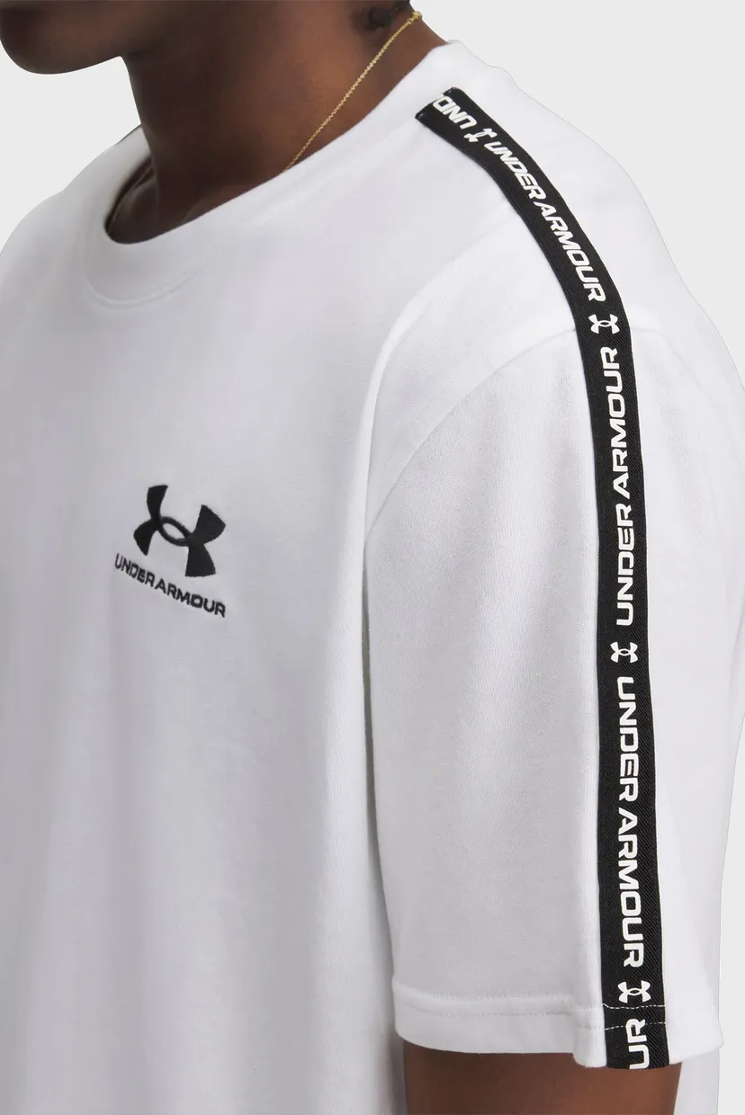 Мужская белая футболка UA Icon HWT Tee Taping 3