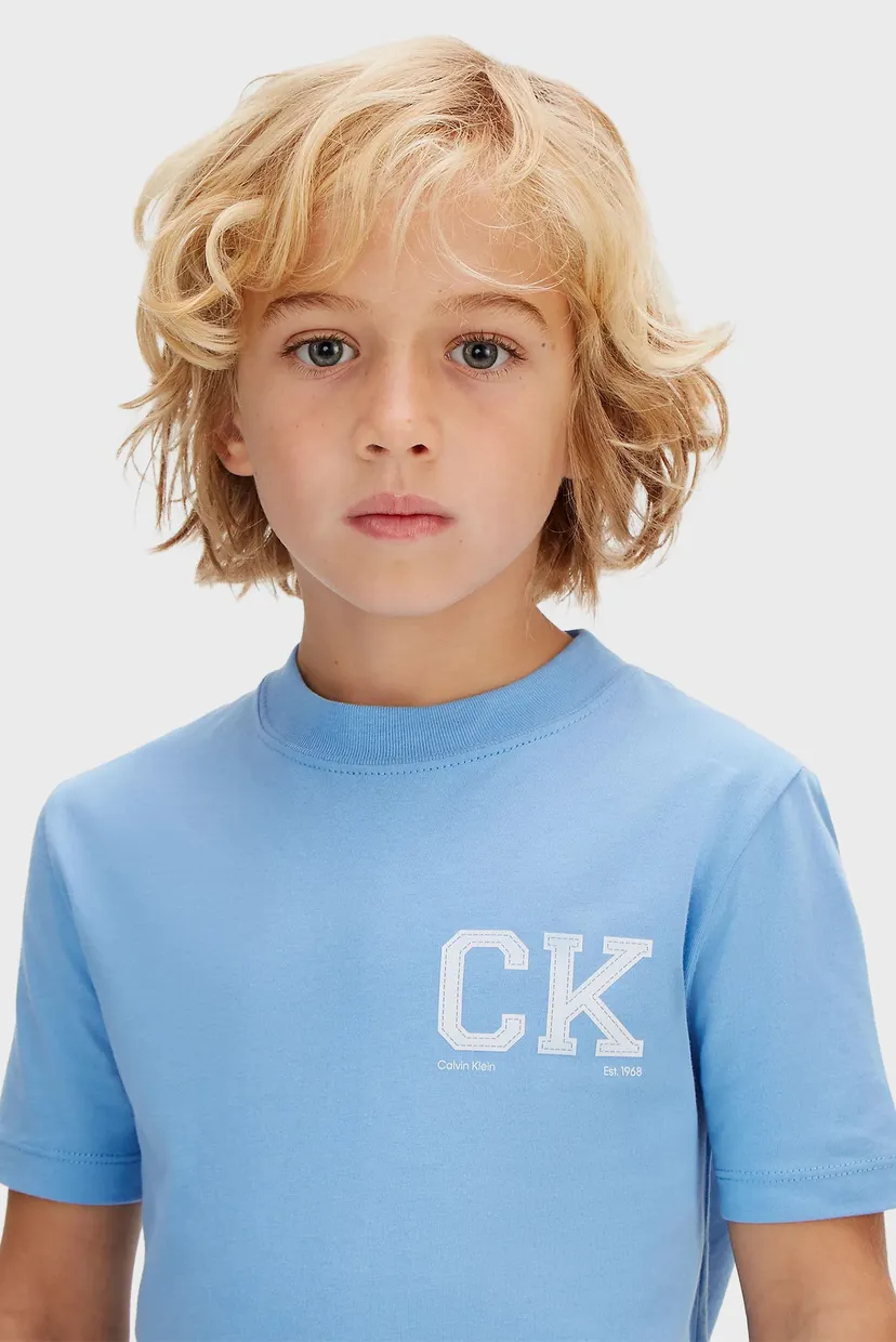 Детская голубая футболка CHEST LOGO 5
