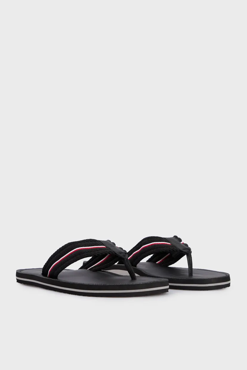 Мужские черные вьетнамки HILFIGER LEATHER BEACH SANDAL 3