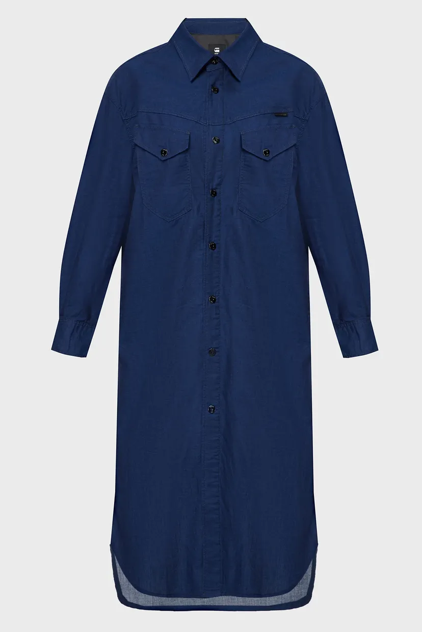 Женское темно-синее платье Long Western Shirt Dress EV 6