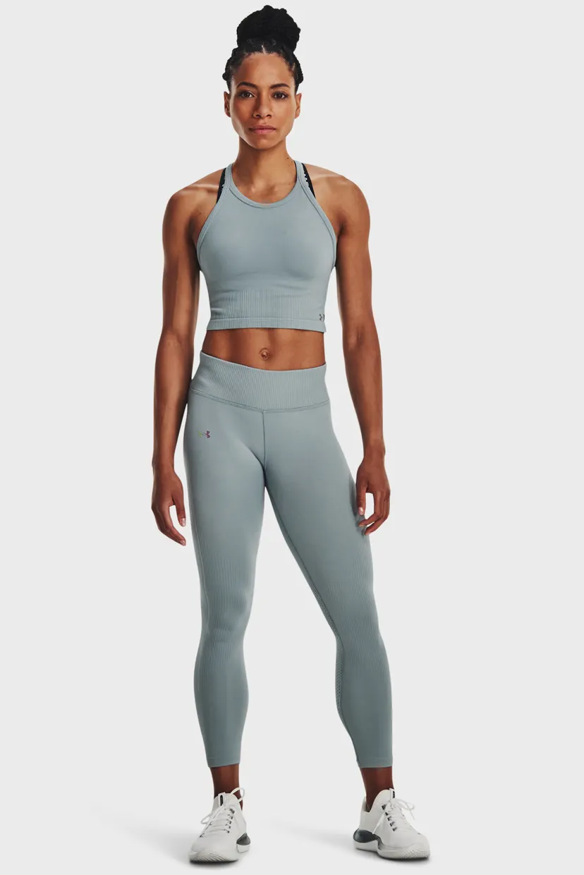Женские серые тайтсы UA Rush Seamless Ankle Leg 2