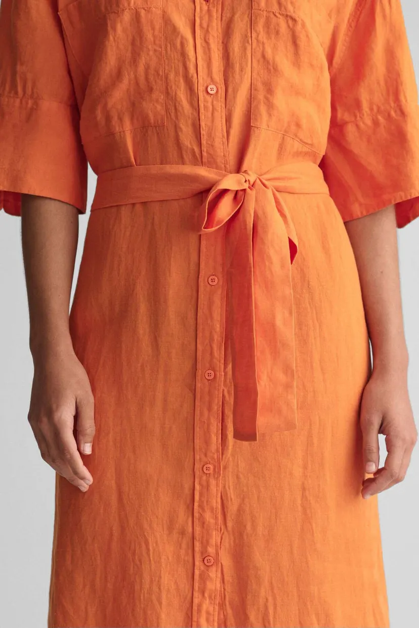 Женское оранжевое льняное платье REL LINEN SS SHIRT DRESS 6