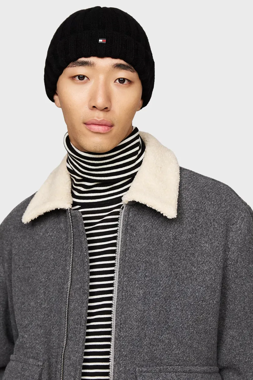 Чоловіча чорна кашемірова шапка TH DC CASHMERE BEANIE Tommy