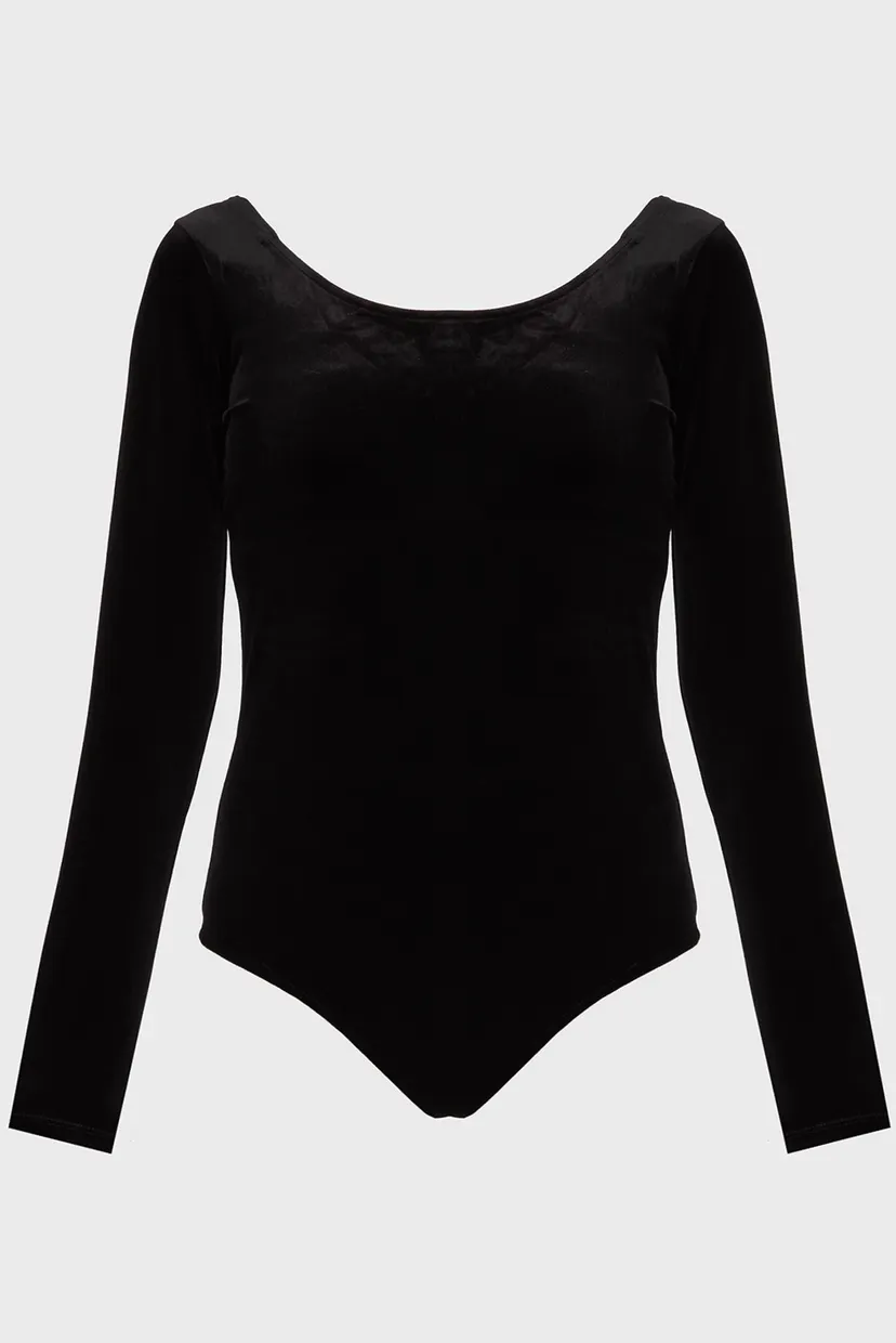 Жіноче чорне велюрове боді VELVET LS BODYSUIT 4
