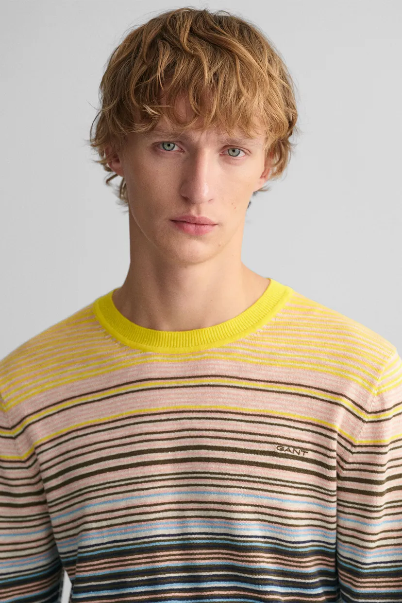 Мужской льняной джемпер в полоску 4