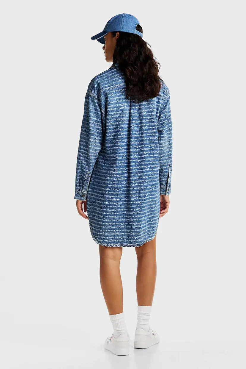 Женское синее джинсовое платье с узором RELAXED SHIRT DRESS 4