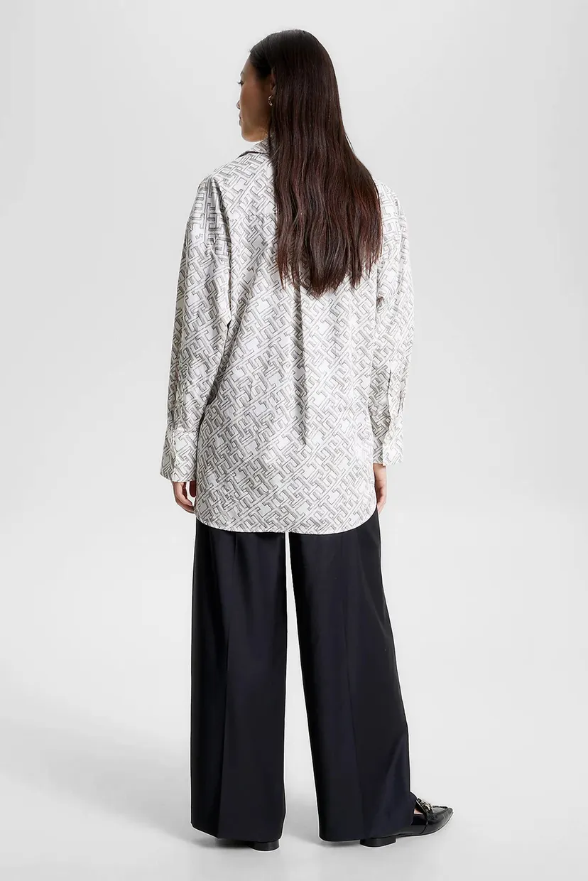 Жіноча біла сорочка з візерунком AMD COTTON LOOSE FIT 3