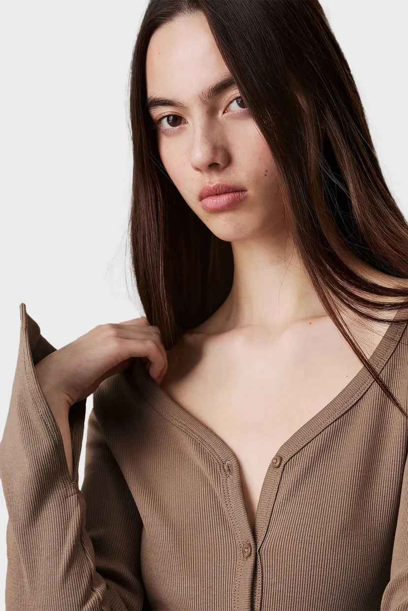 Жіноча бежева сукня WOVEN LABEL LS RIB DRESS 4