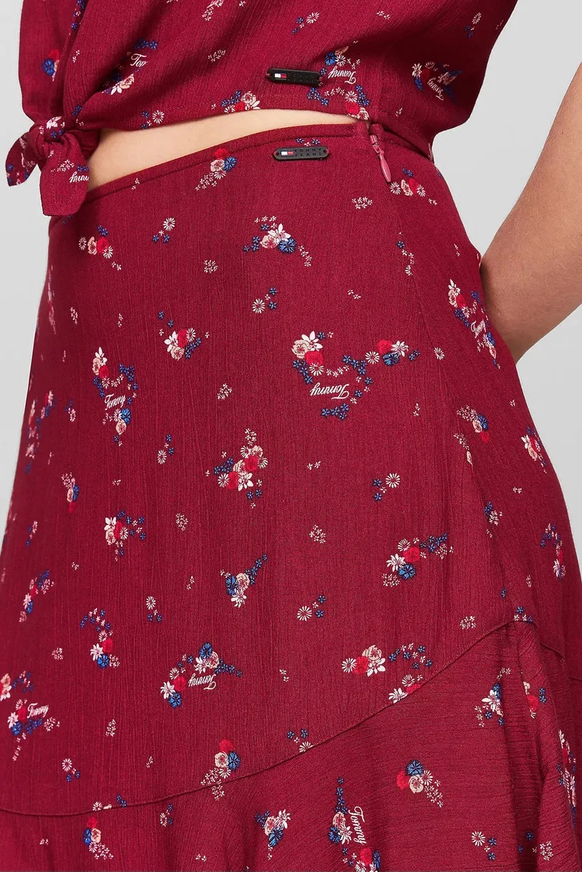 Жіноча червона спідниця з візерунком TJW FLORAL TIERED MINI 4