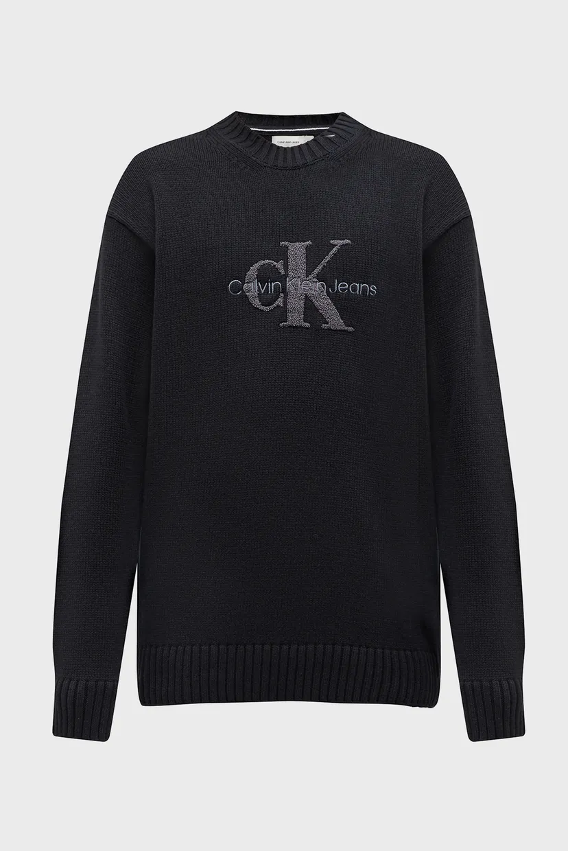 Чоловічий чорний светр CHENILLE MONOLOGO SWEATER 6
