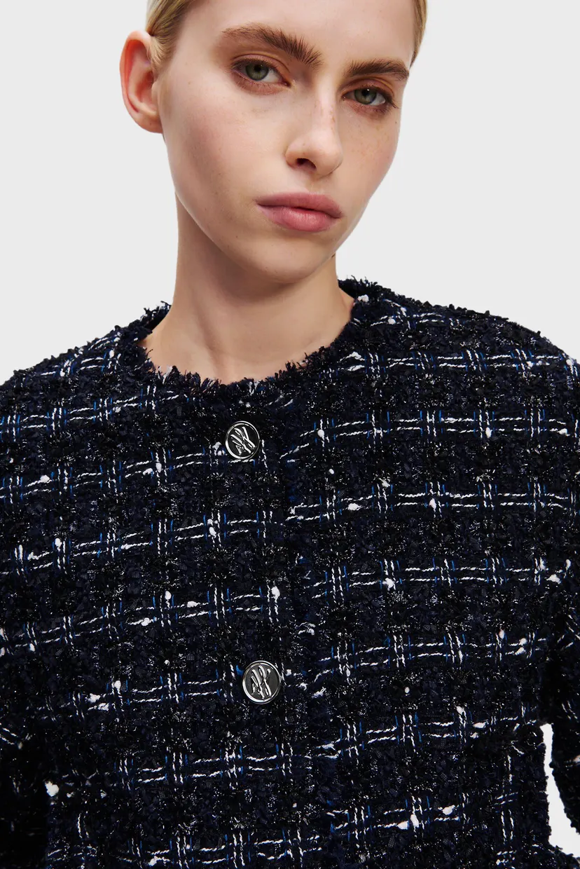 Жіночий темно-синій твідовий жакет BOUCLE BOMBER JACKET 4