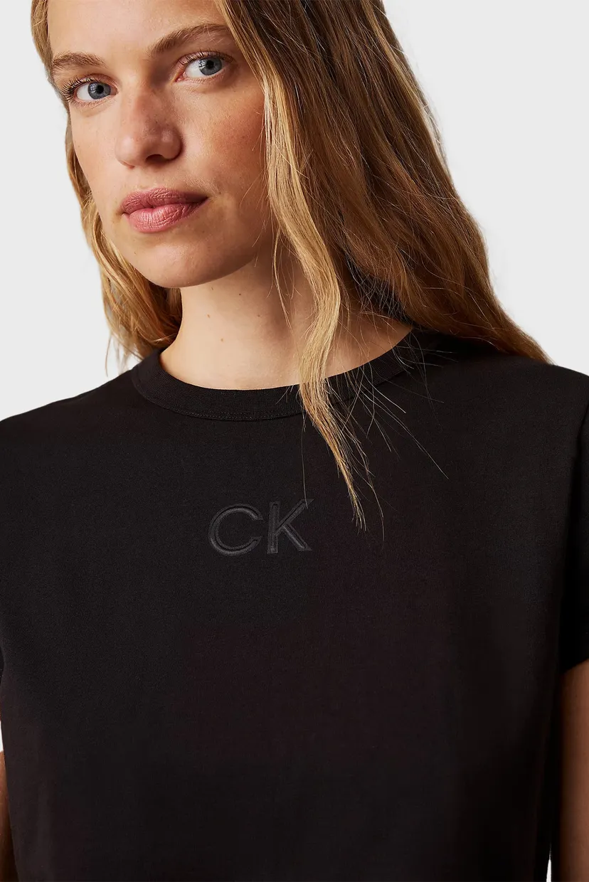 Жіноча чорна футболка SATIN CK SLIM 4