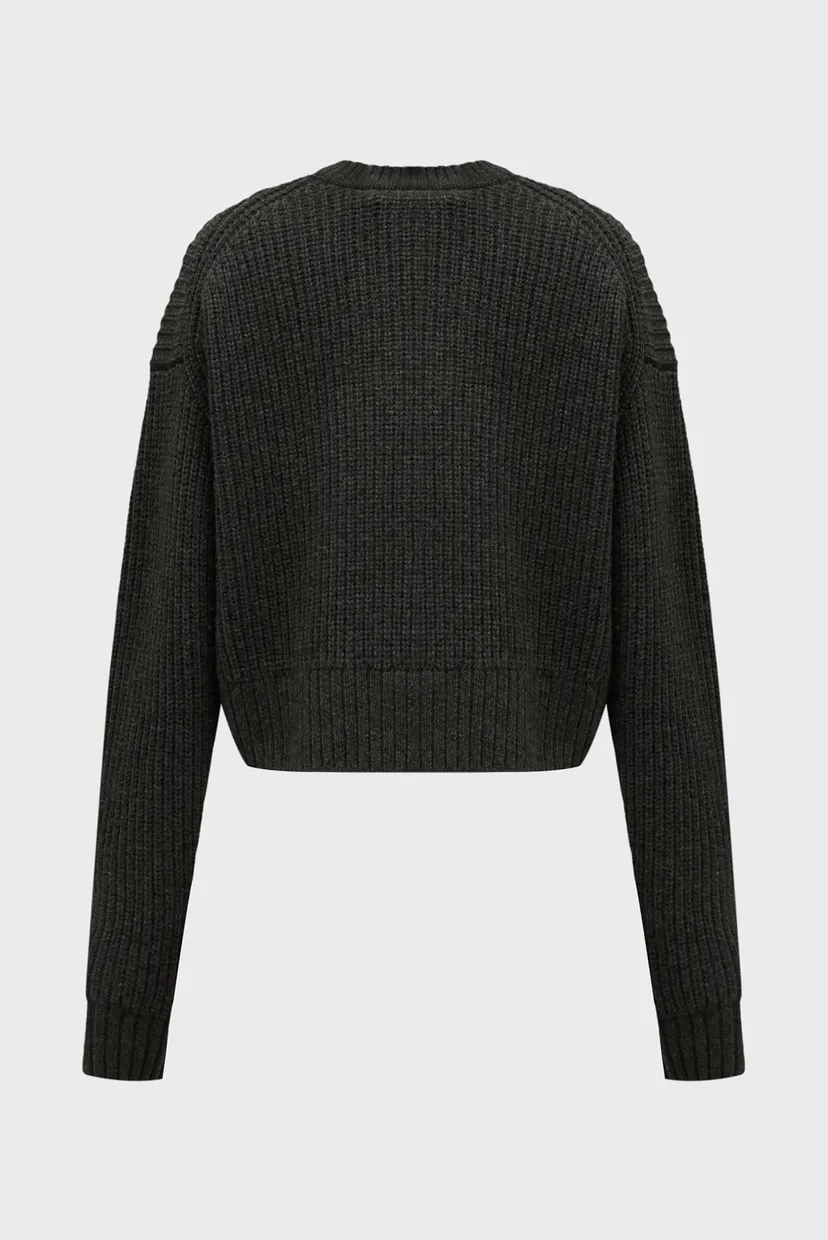 Жіночий темно-сірий вовняний пуловер CHUNKY V-NECK SWEATER 6