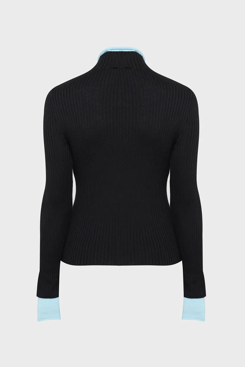 Жіночий чорний гольф Buran Merino Merino Color Block 2