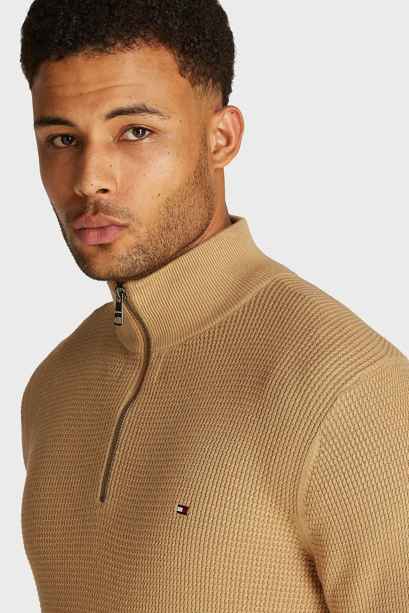 Мужская бежевая кофта REFINED STRUCTURE ZIP MOCK 3