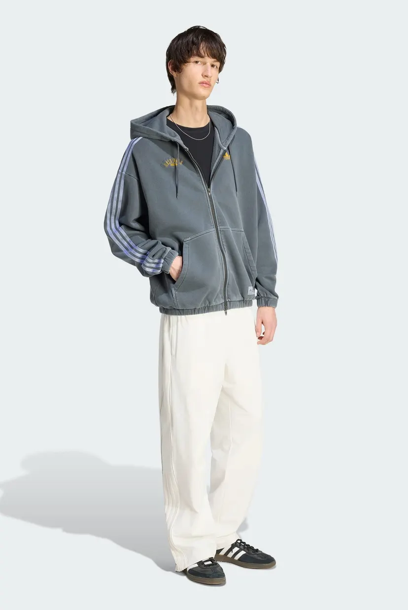 Мужское серое худи ADIDAS ORIGINALS - WASHED GRAPHICS ZIP-THRU