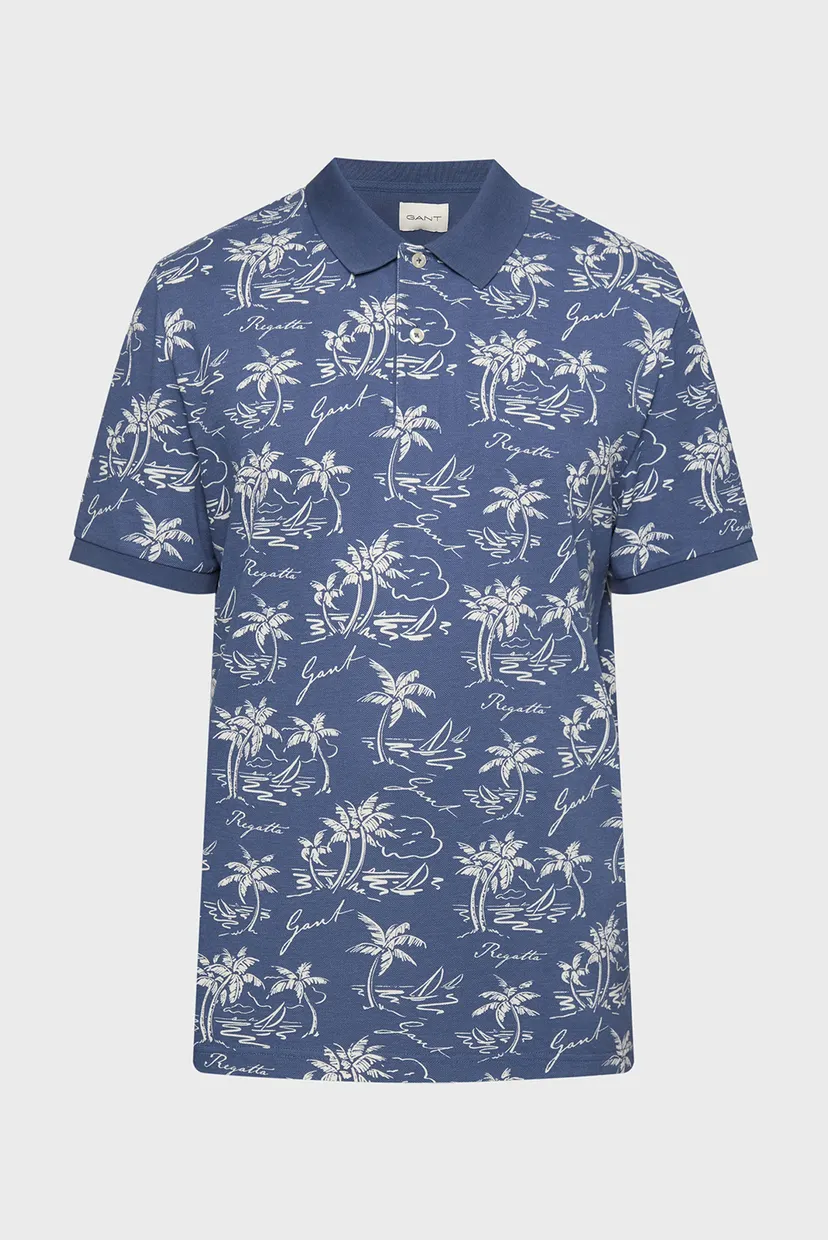 Мужское синее поло с узором PRINTED SS POLO 5