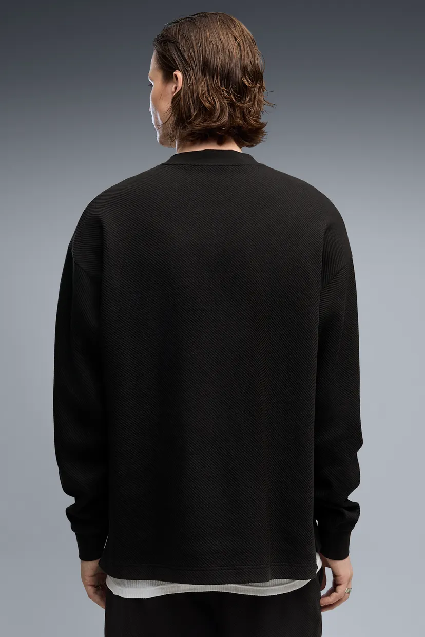 Мужской черный свитшот Essentials Elevated Relaxed Material Crew Sweatshirt Men 3