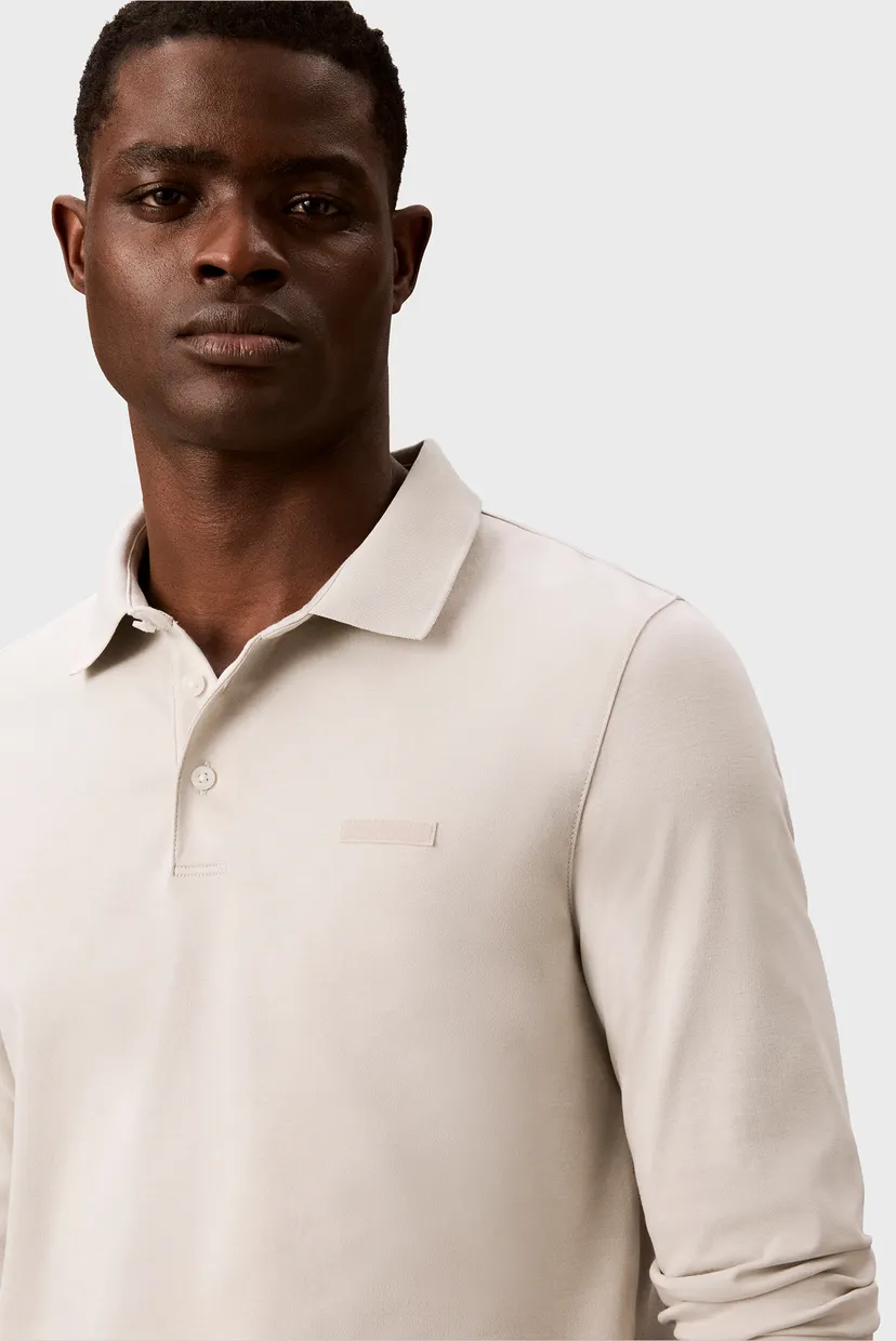 Чоловіче бежеве поло SLIM SUPIMA LOGO 4