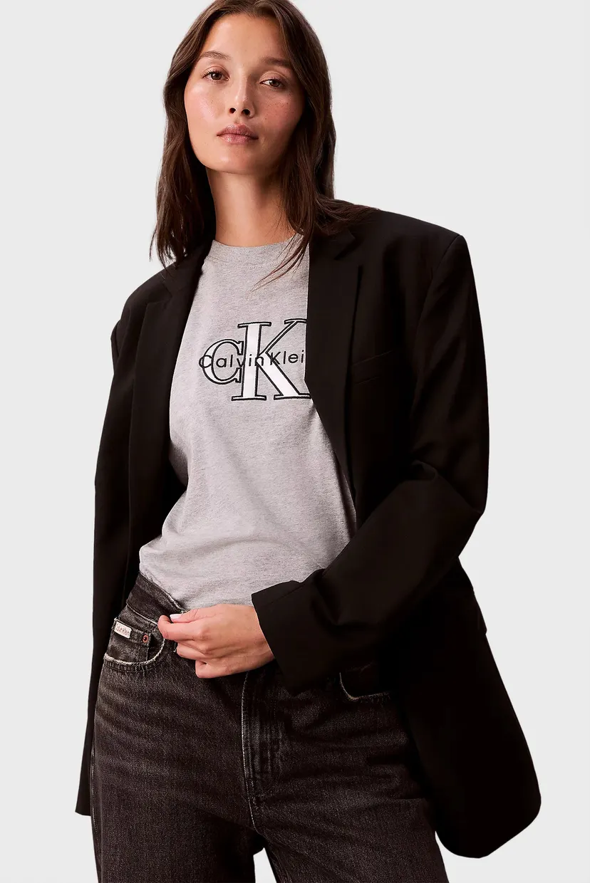 Женская серая футболка SS CLASSIC MONOLOGO METALLIC CNE 5