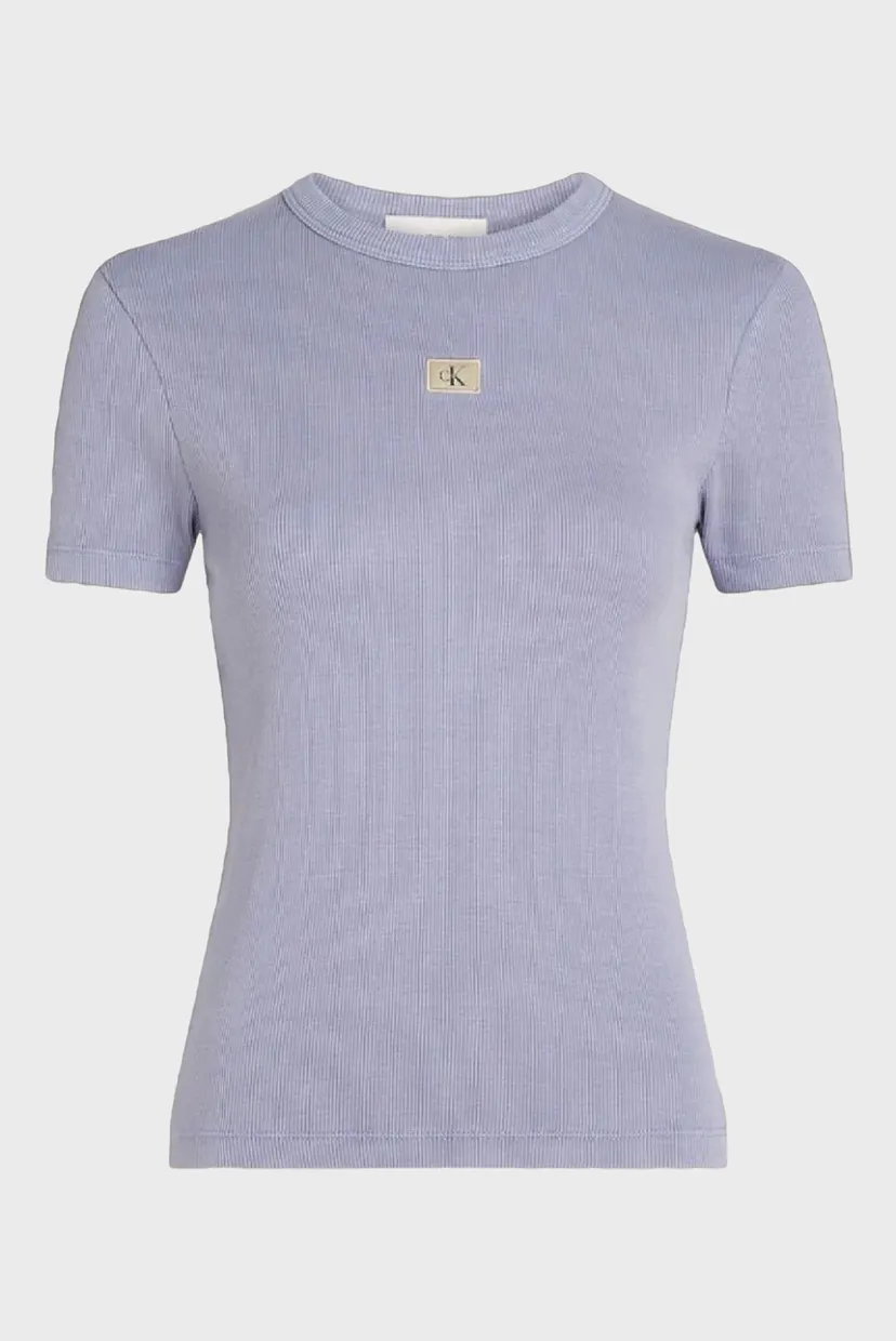 Женская сиреневая футболка WASHED WOVEN LABEL RIB FIT TEE 5