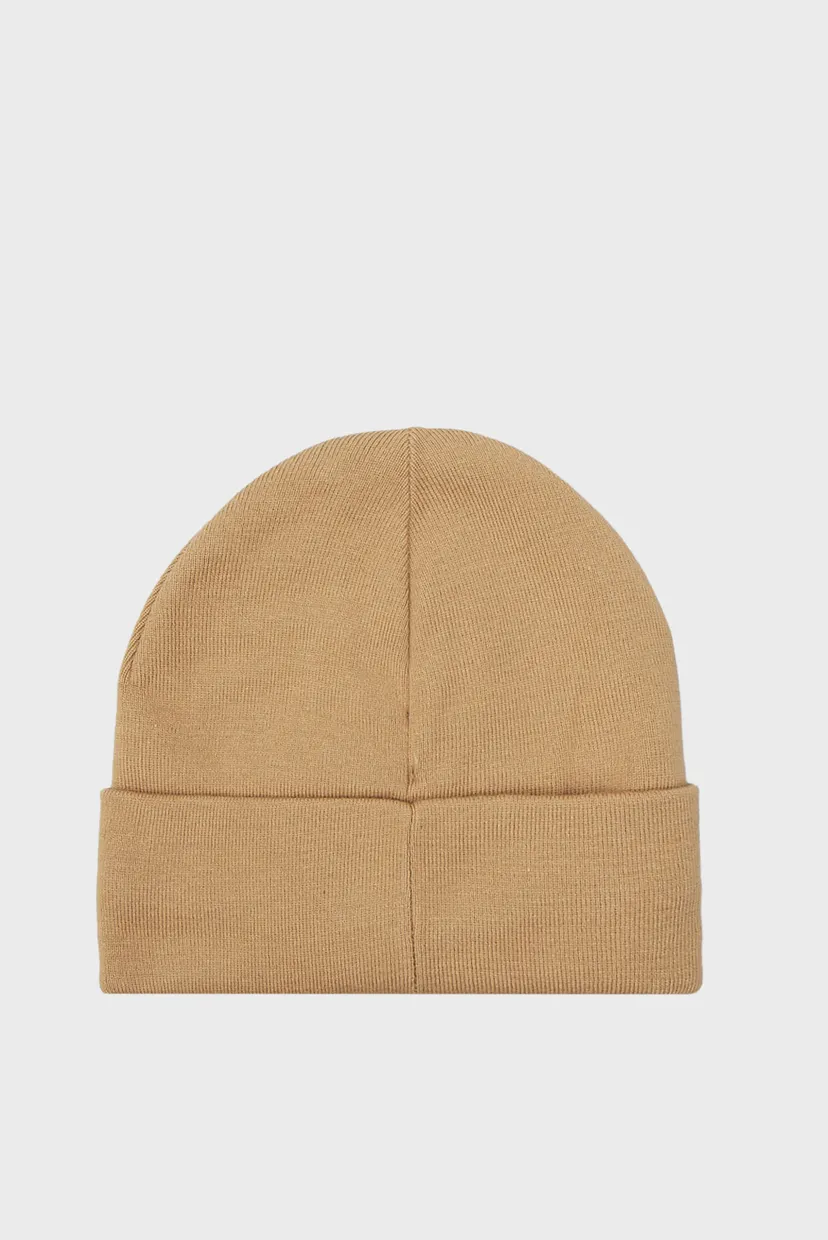 Мужская бежевая шапка MONO LOGO PATCH BEANIE WARM 3
