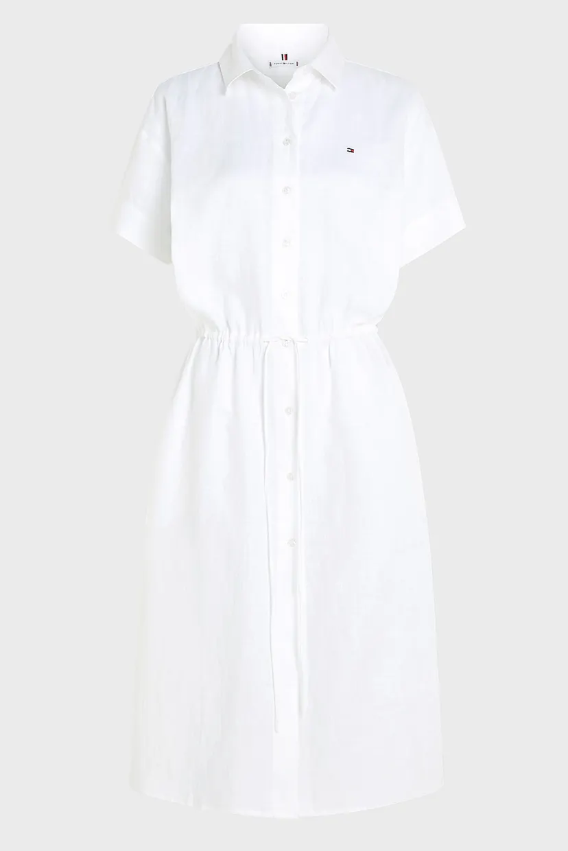 Жіноча біла лляна сукня LINEN SS MIDI SHIRT DRESS 5