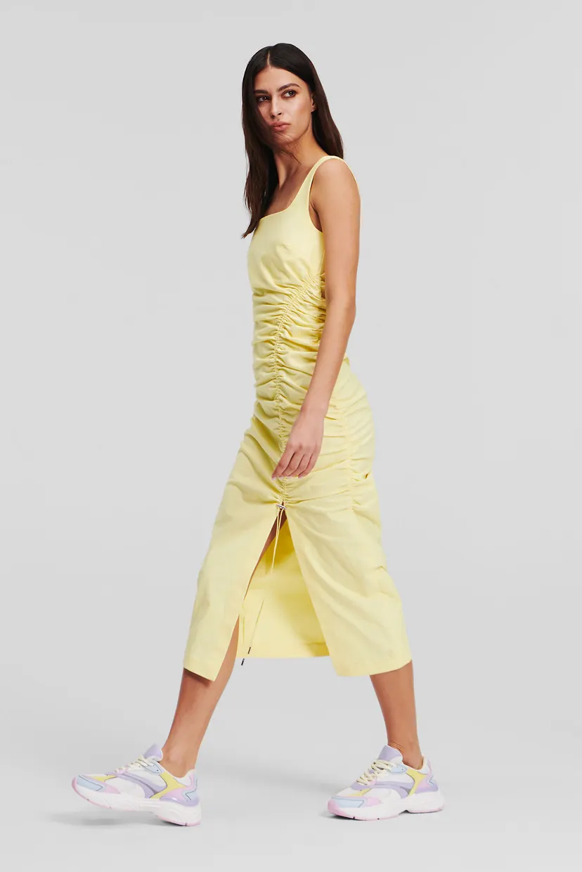 Женское желтое платье GATHERED STRETCH DRESS 4