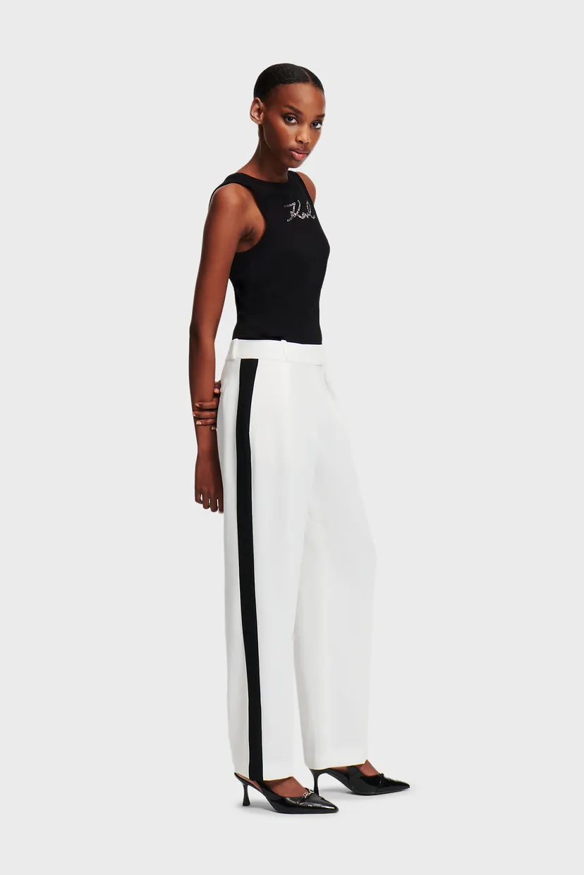 Жіночі білі брюки contrast panel tailored pants 3
