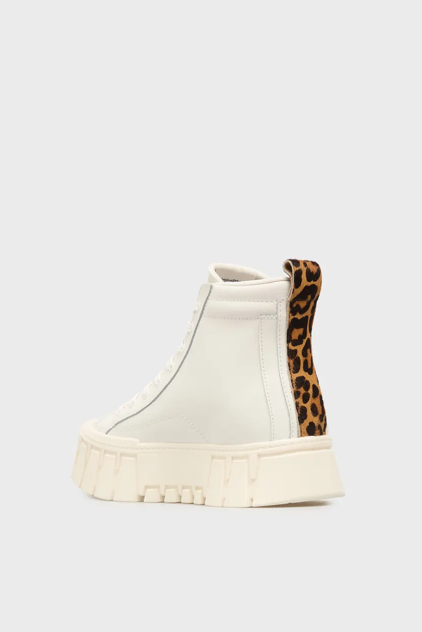 Женские белые кожаные кроссовки VULC FLATFORM 5