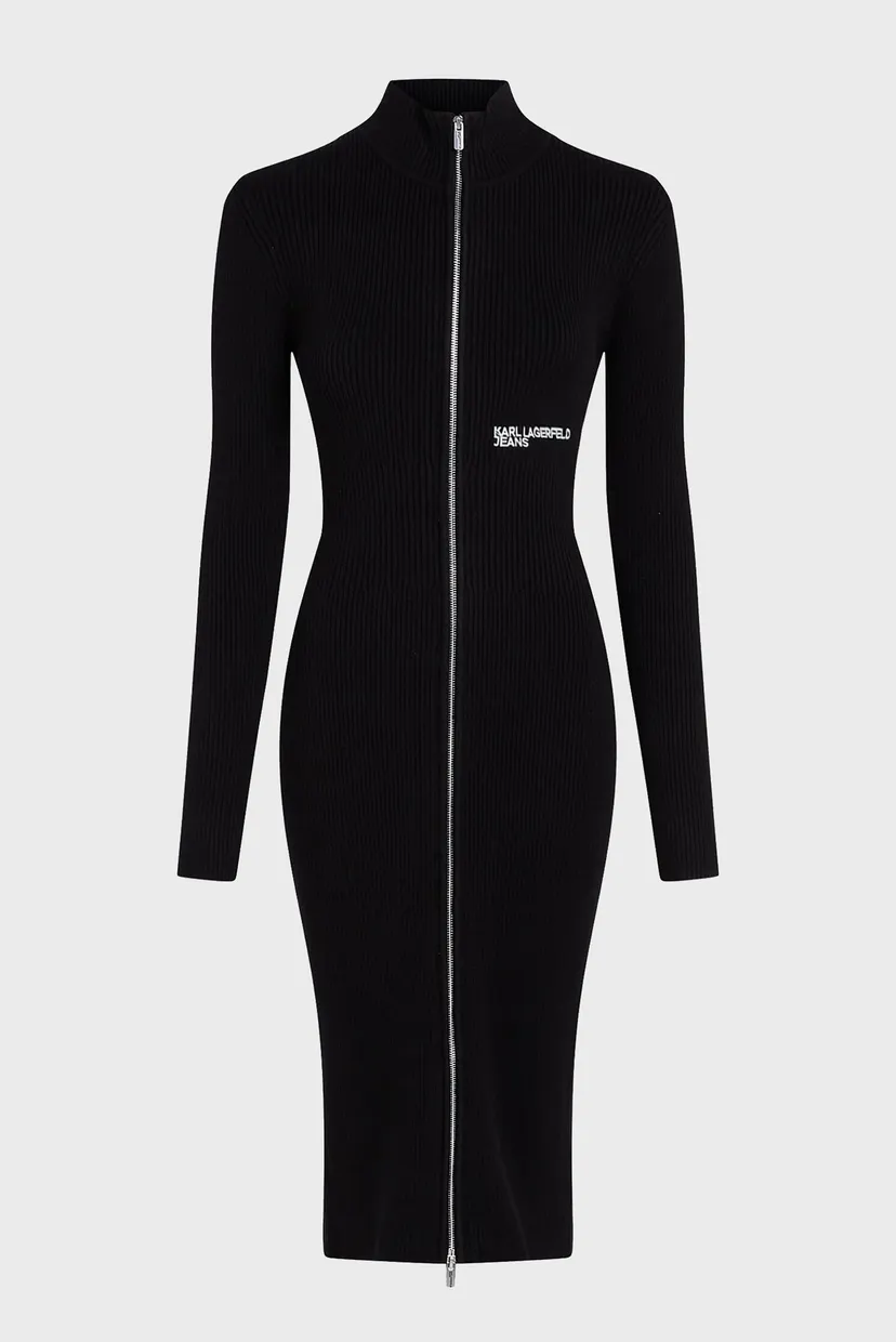 Женское черное платье klj lslv knitted zip dress 5