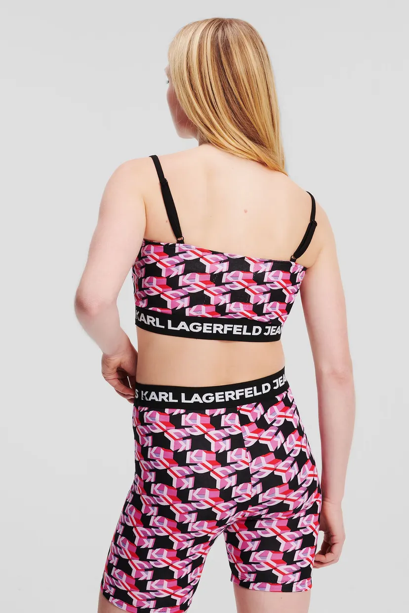 Женский черный топ с узором KLJ MONOGRAM JERSEY BANDEAU 3