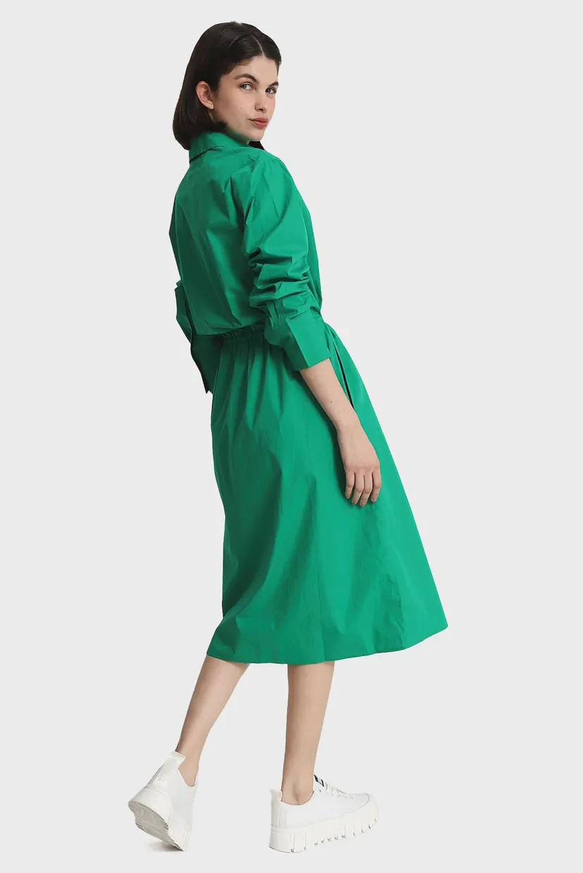 Женское зеленое платье MD BLOUSON LS MIDI SHIRT DRESS 3