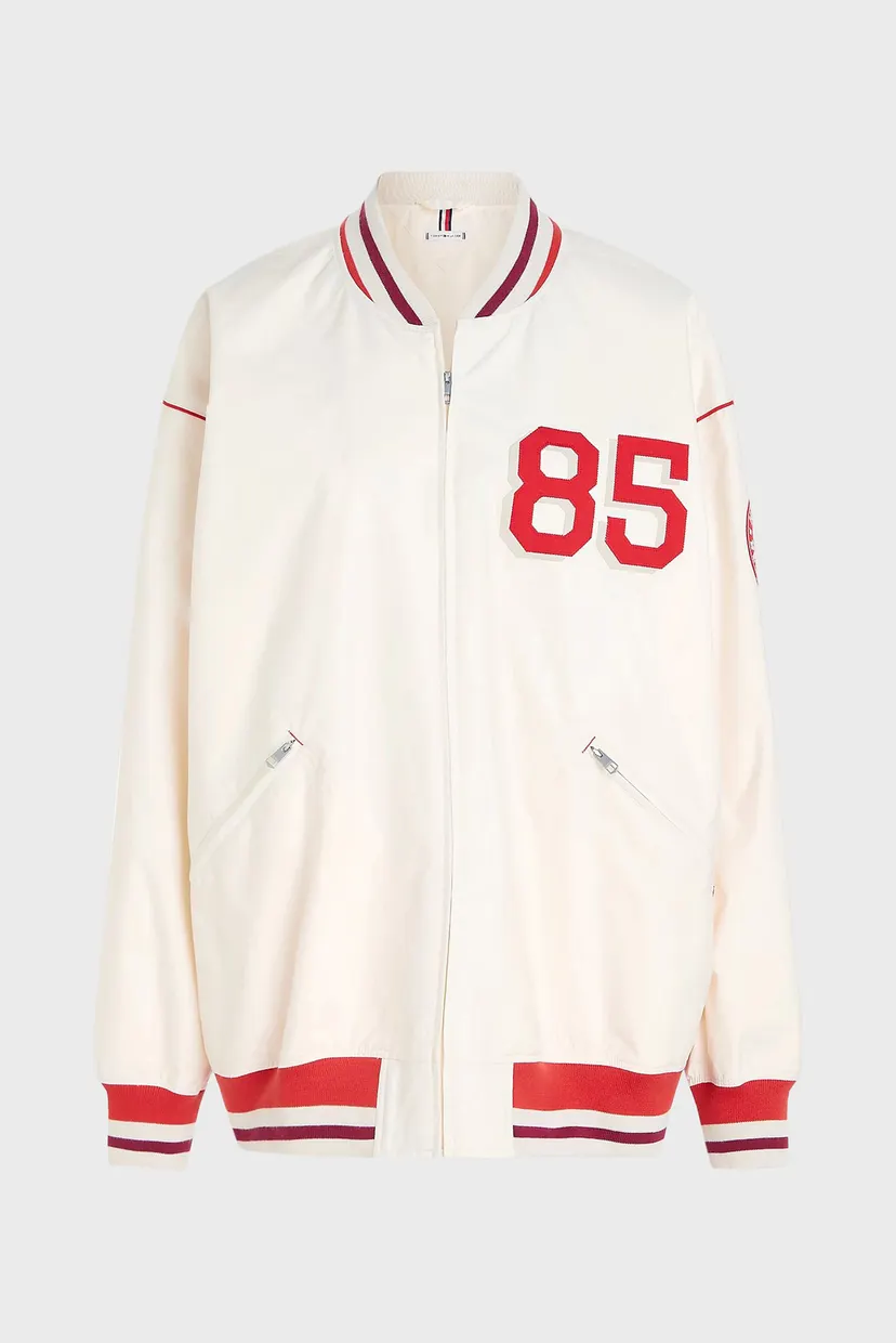 Женский белый бомбер OVERSIZED BASEBALL JACKET 6