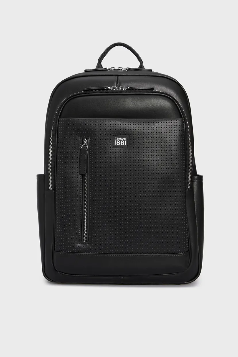 Мужской черный кожаный рюкзак BACKPACK GILBERT Cerruti 1881