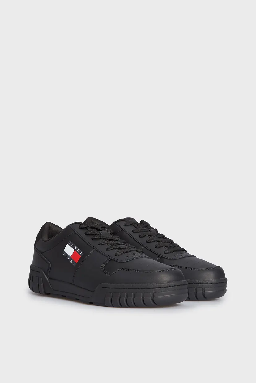 Мужские черные кожаные кроссовки TOMMY JEANS CUPSOLE ESS 3