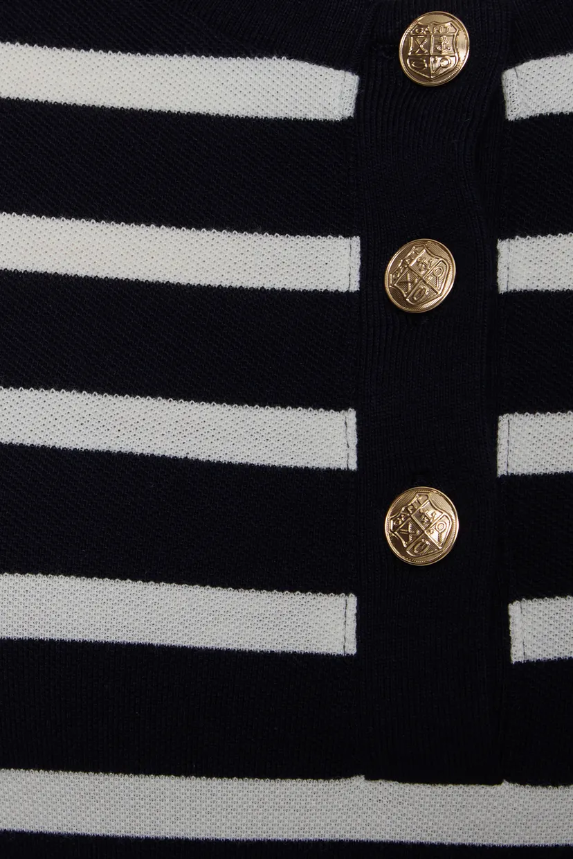 Женская темно-синяя футболка в полоску SLIM STRIPED PIQUE 5