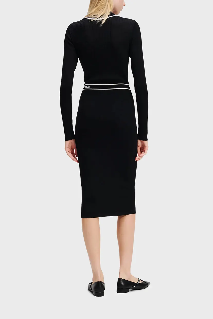 Женское черное платье LOGO KNIT DRESS 3
