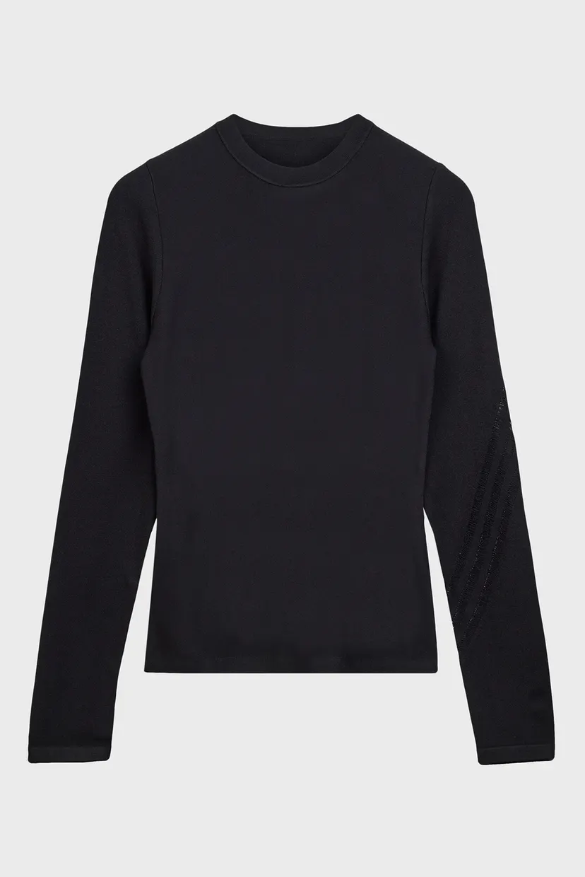 Жіночий чорний лонгслів Y-3 Fitted 3-Stripes 5