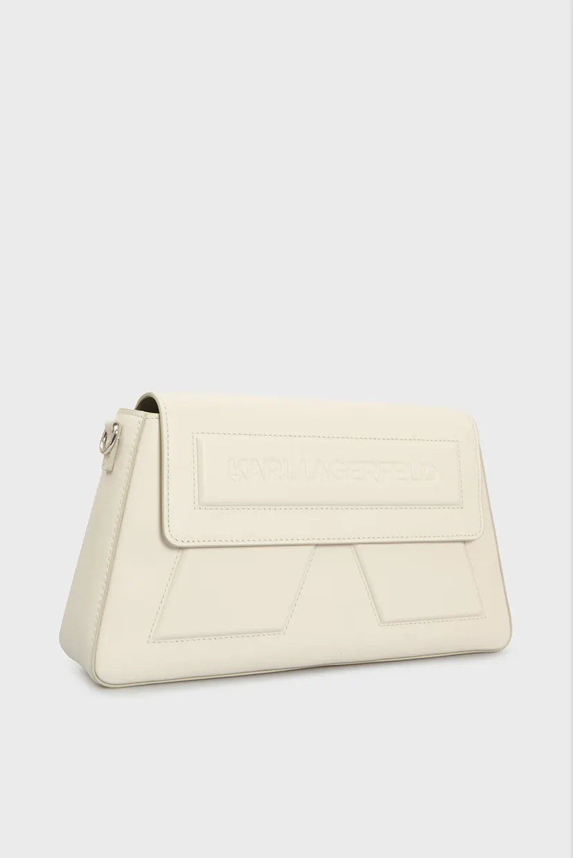 Женская белая кожаная сумка IKON/K SOFT SHOULDER BAG 3