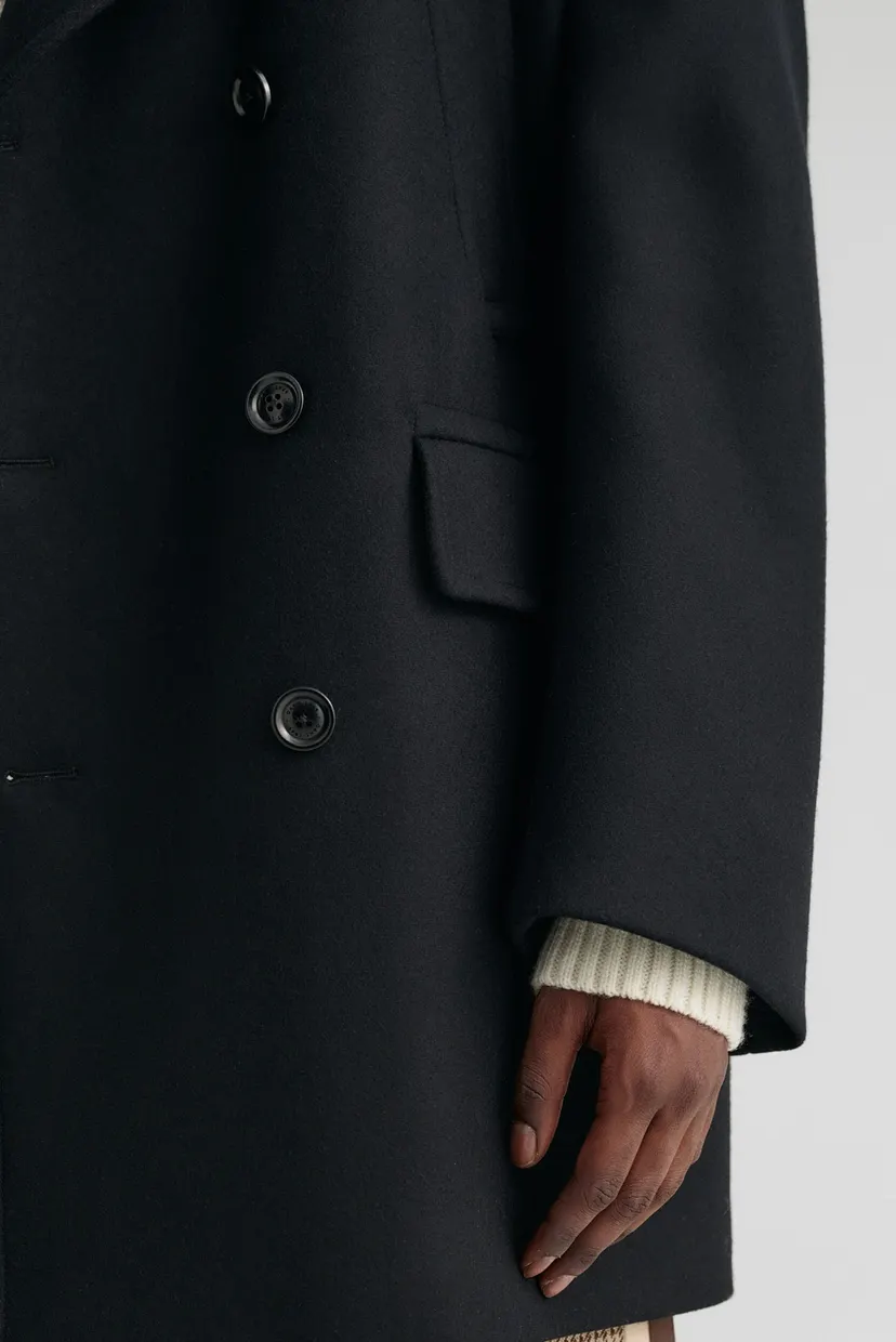 Мужское черное шерстяное пальто OVERSIZED WOOL PEACOAT 6