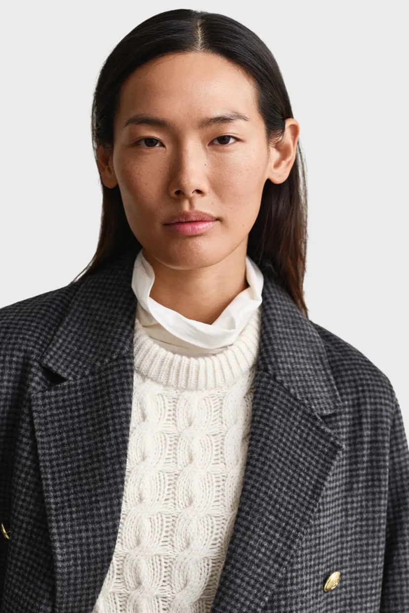 Женское серое шерстяное пальто в клетку CHECKED HANDSTITCHED COAT 6