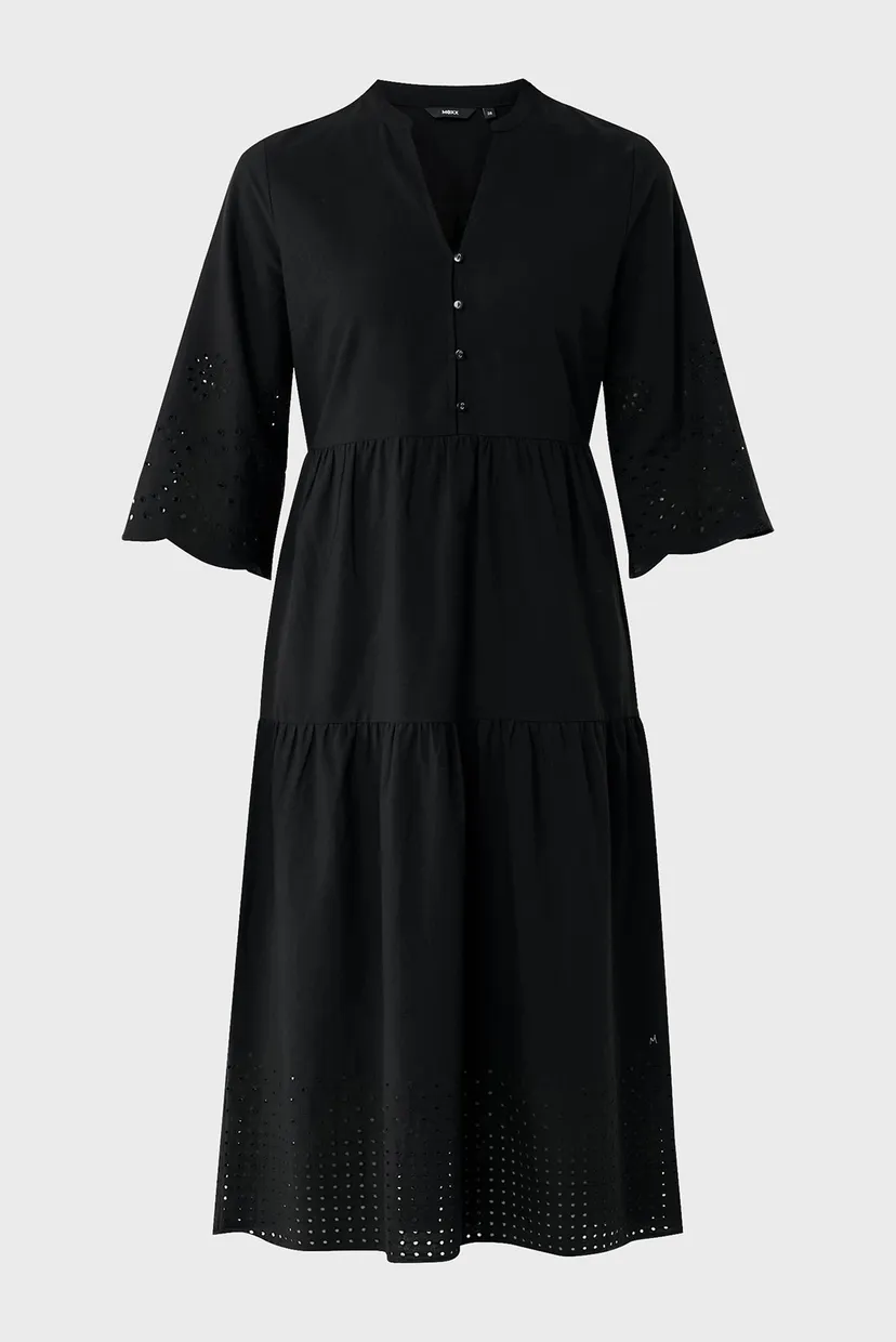 Жіноча чорна сукня Linen eyehole embroidery dress 4