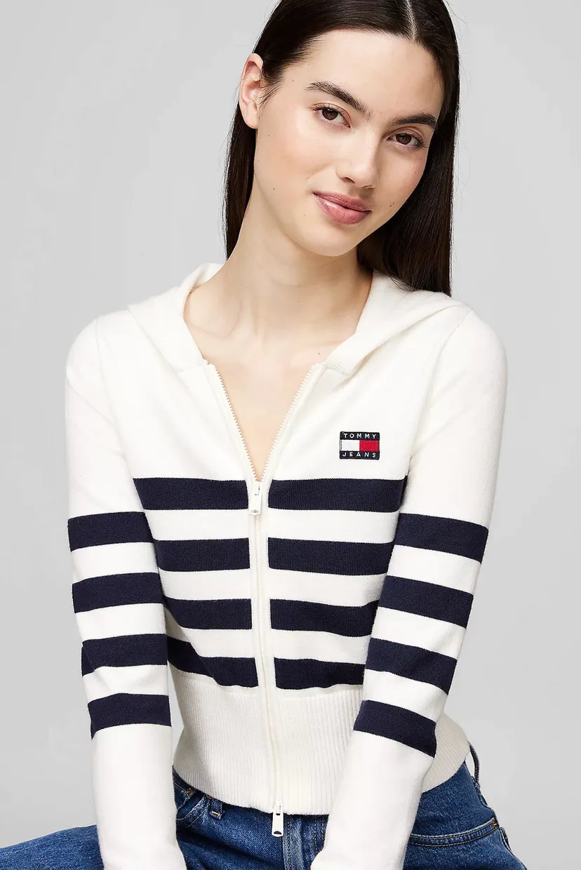 Жіноче біле худі у смужку TJW STRIPE ZIP THRU BADGE HOOD 4